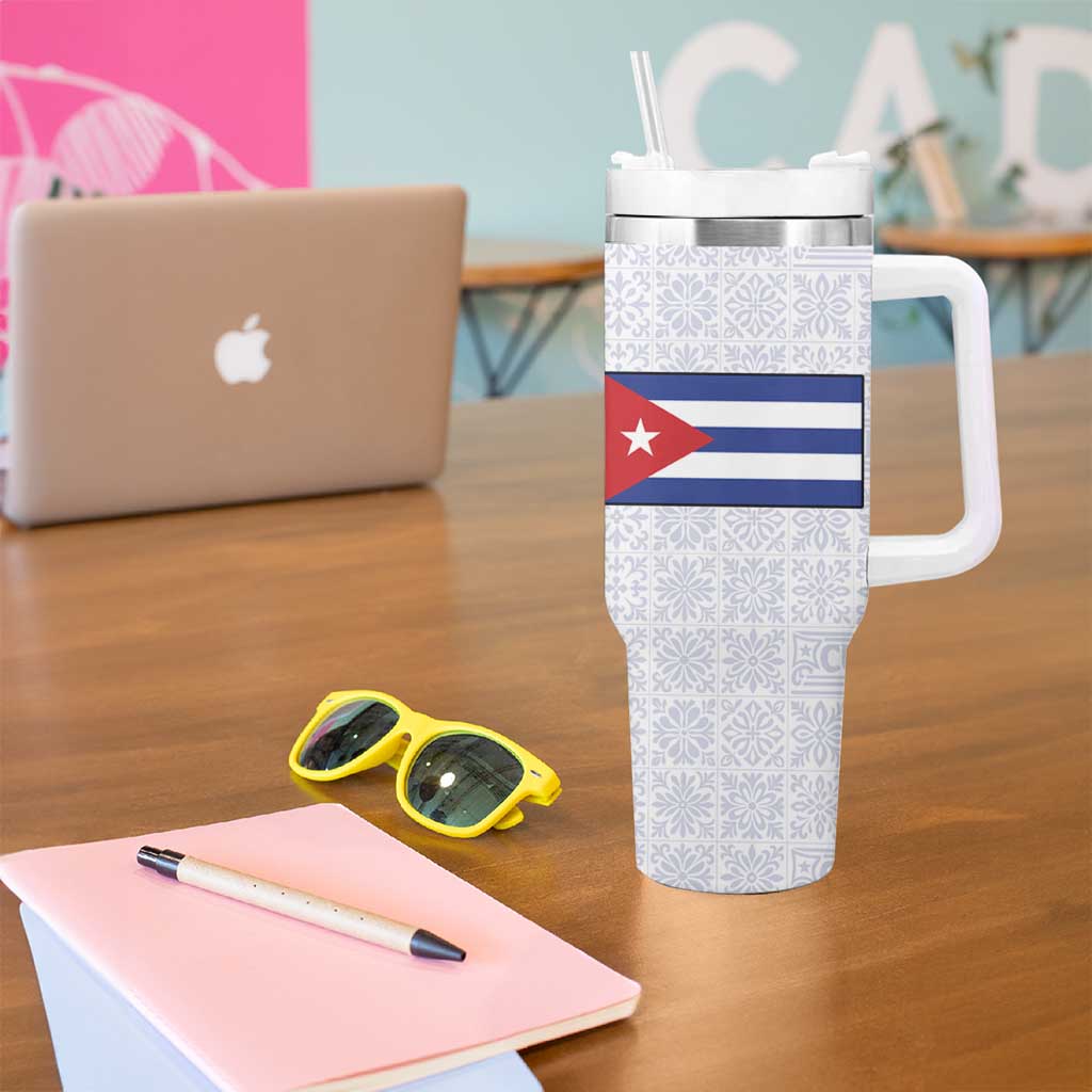 Cuba Classic Car Tumbler With Handle La Isla de la Libertad Red Vintage Auto with Cuban Flag Design - Wonder Print Shop