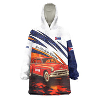 Cuba Classic Car Wearable Blanket Hoodie La Isla de la Libertad Red Vintage Auto with Cuban Flag Design - Wonder Print Shop
