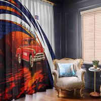 Cuba Classic Car Window Curtain La Isla de la Libertad Red Vintage Auto with Cuban Flag Design - Wonder Print Shop