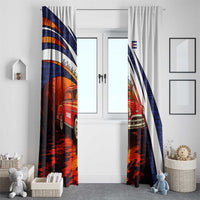 Cuba Classic Car Window Curtain La Isla de la Libertad Red Vintage Auto with Cuban Flag Design - Wonder Print Shop