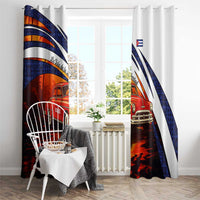 Cuba Classic Car Window Curtain La Isla de la Libertad Red Vintage Auto with Cuban Flag Design - Wonder Print Shop