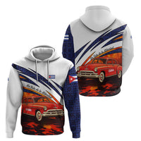Cuba Classic Car Zip Hoodie La Isla de la Libertad Red Vintage Auto with Cuban Flag Design - Wonder Print Shop