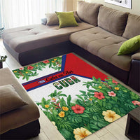 Cuba Floral Area Rug Tropical Flower Design with Cuban Flag and Cuba en Flor Script - Wonder Print Shop