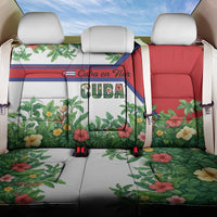 Cuba Floral Back Car Seat Cover Tropical Flower Design with Cuban Flag and Cuba en Flor Script - Wonder Print Shop