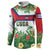 Cuba Floral Button Sweatshirt Tropical Flower Design with Cuban Flag and Cuba en Flor Script - Wonder Print Shop