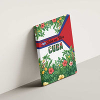 Cuba Floral Canvas Wall Art Tropical Flower Design with Cuban Flag and Cuba en Flor Script - Wonder Print Shop
