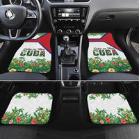 Cuba Floral Car Mats Tropical Flower Design with Cuban Flag and Cuba en Flor Script - Wonder Print Shop