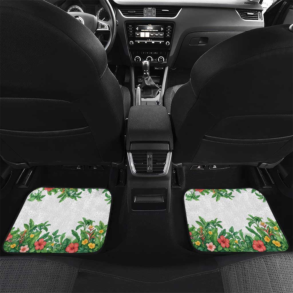 Cuba Floral Car Mats Tropical Flower Design with Cuban Flag and Cuba en Flor Script - Wonder Print Shop