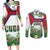 Cuba Floral Couples Matching Long Sleeve Bodycon Dress and Long Sleeve Button Shirt Tropical Flower Design with Cuban Flag and Cuba en Flor Script - Wonder Print Shop