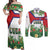 Cuba Floral Couples Matching Off Shoulder Maxi Dress and Long Sleeve Button Shirt Tropical Flower Design with Cuban Flag and Cuba en Flor Script - Wonder Print Shop