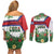 Cuba Floral Couples Matching Off Shoulder Short Dress and Long Sleeve Button Shirt Tropical Flower Design with Cuban Flag and Cuba en Flor Script - Wonder Print Shop