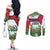 Cuba Floral Couples Matching Off The Shoulder Long Sleeve Dress and Long Sleeve Button Shirt Tropical Flower Design with Cuban Flag and Cuba en Flor Script - Wonder Print Shop