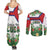 Cuba Floral Couples Matching Summer Maxi Dress and Long Sleeve Button Shirt Tropical Flower Design with Cuban Flag and Cuba en Flor Script - Wonder Print Shop