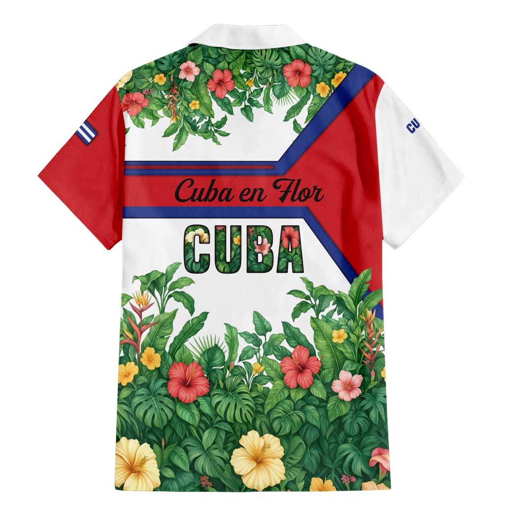 Cuba Floral Family Matching Mermaid Dress and Hawaiian Shirt Tropical Flower Design with Cuban Flag and Cuba en Flor Script - Wonder Print Shop