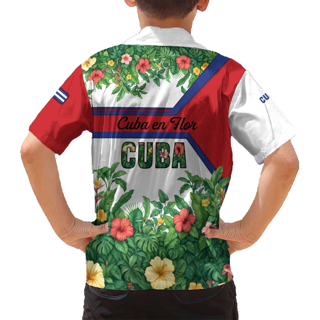Cuba Floral Family Matching Puletasi and Hawaiian Shirt Tropical Flower Design with Cuban Flag and Cuba en Flor Script - Wonder Print Shop