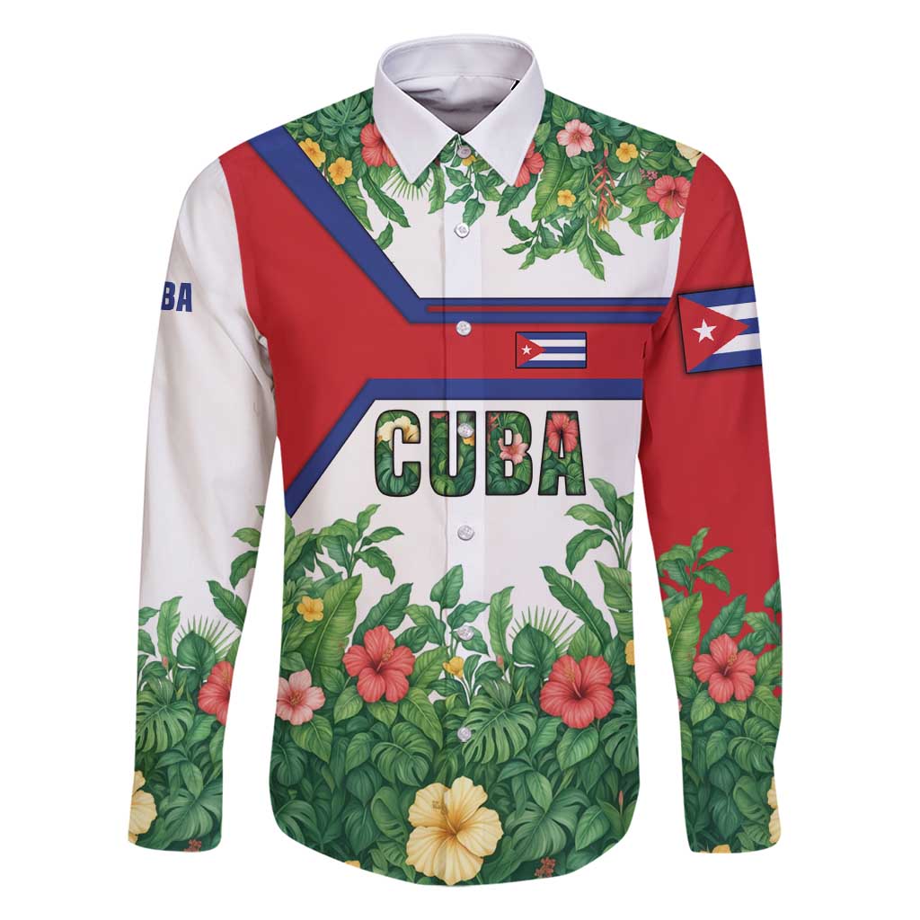 Cuba Floral Family Matching Summer Maxi Dress and Hawaiian Shirt Tropical Flower Design with Cuban Flag and Cuba en Flor Script - Wonder Print Shop