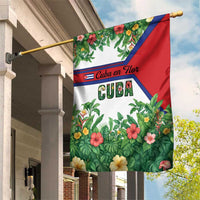 Cuba Floral Garden Flag Tropical Flower Design with Cuban Flag and Cuba en Flor Script - Wonder Print Shop