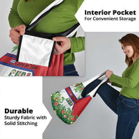 Cuba Floral Grocery Bag Tropical Flower Design with Cuban Flag and Cuba en Flor Script - Wonder Print Shop