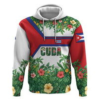 Cuba Floral Hoodie Tropical Flower Design with Cuban Flag and Cuba en Flor Script - Wonder Print Shop