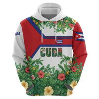 Cuba Floral Hoodie Tropical Flower Design with Cuban Flag and Cuba en Flor Script - Wonder Print Shop