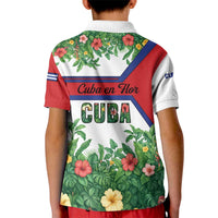 Cuba Floral Kid Polo Shirt Tropical Flower Design with Cuban Flag and Cuba en Flor Script - Wonder Print Shop