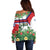 Cuba Floral Off Shoulder Sweater Tropical Flower Design with Cuban Flag and Cuba en Flor Script - Wonder Print Shop