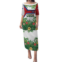Cuba Floral Puletasi Tropical Flower Design with Cuban Flag and Cuba en Flor Script - Wonder Print Shop