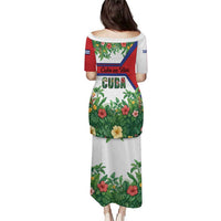 Cuba Floral Puletasi Tropical Flower Design with Cuban Flag and Cuba en Flor Script - Wonder Print Shop
