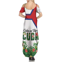 Cuba Floral Summer Maxi Dress Tropical Flower Design with Cuban Flag and Cuba en Flor Script - Wonder Print Shop