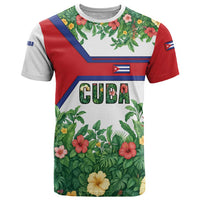 Cuba Floral T Shirt Tropical Flower Design with Cuban Flag and Cuba en Flor Script - Wonder Print Shop
