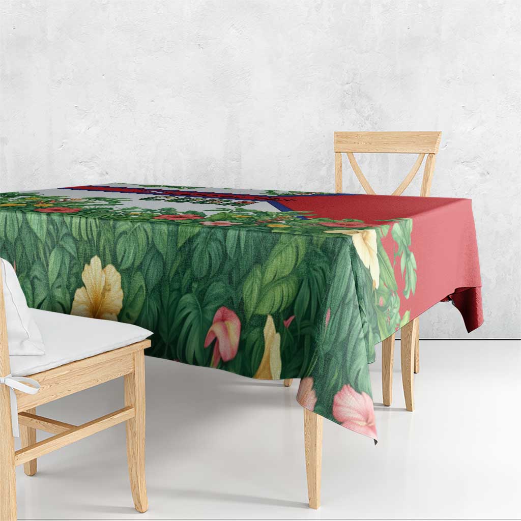 Cuba Floral Tablecloth Tropical Flower Design with Cuban Flag and Cuba en Flor Script - Wonder Print Shop