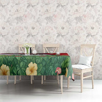 Cuba Floral Tablecloth Tropical Flower Design with Cuban Flag and Cuba en Flor Script - Wonder Print Shop