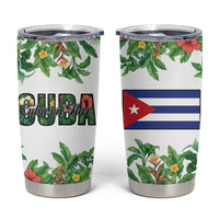 Cuba Floral Tumbler Cup Tropical Flower Design with Cuban Flag and Cuba en Flor Script - Wonder Print Shop