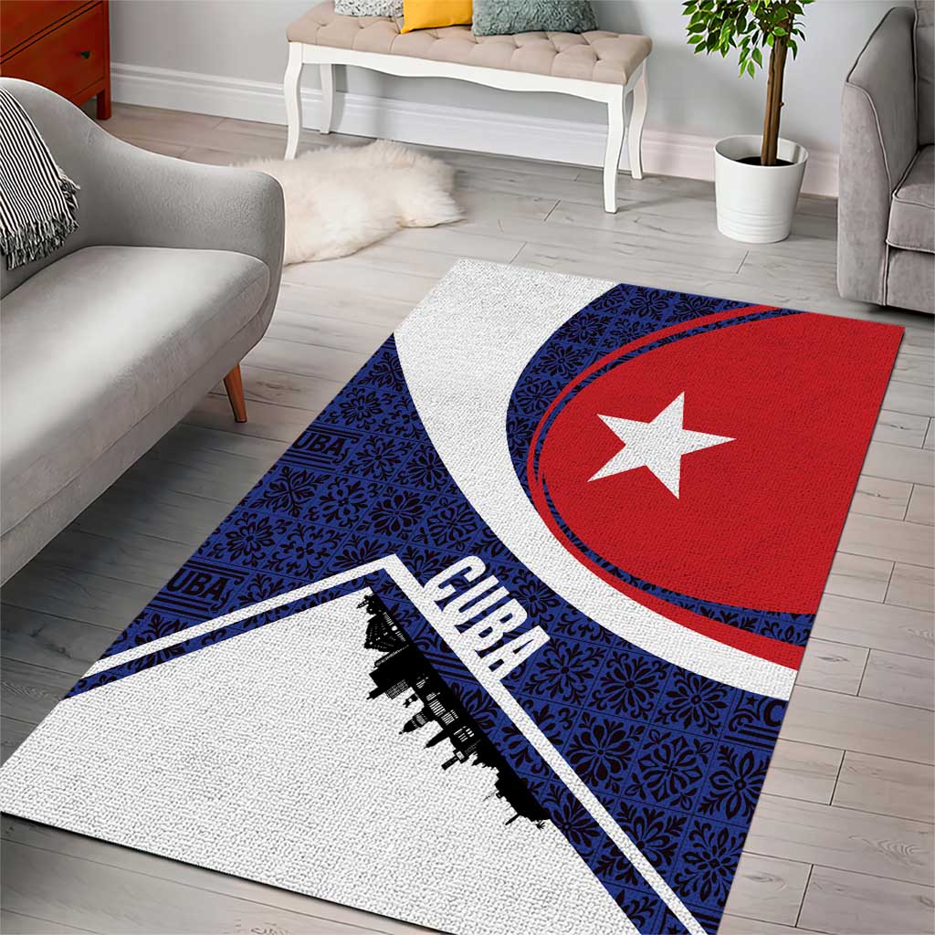 Cuba Flag Area Rug Red White and Blue Design with Cuban Star and Havana City Skyline - Wonder Print Shop