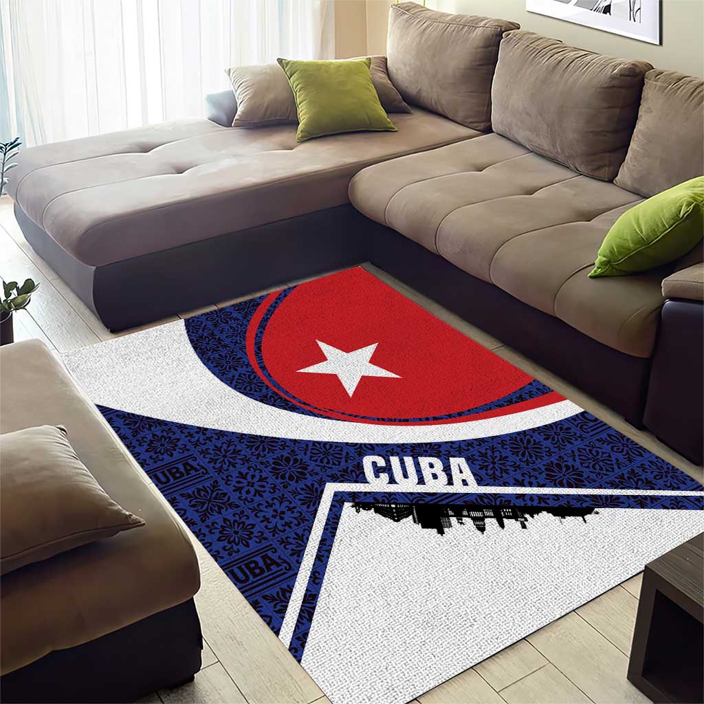 Cuba Flag Area Rug Red White and Blue Design with Cuban Star and Havana City Skyline - Wonder Print Shop