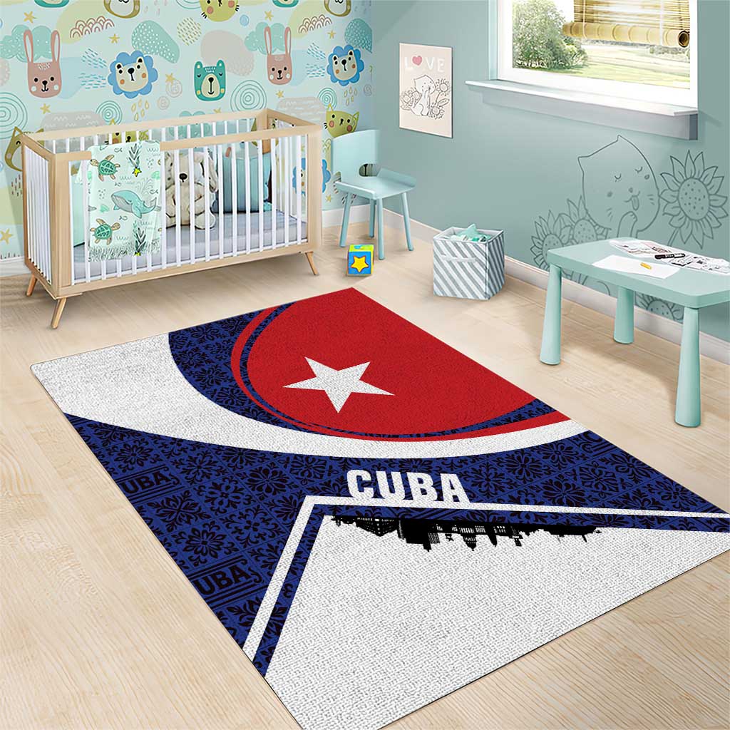 Cuba Flag Area Rug Red White and Blue Design with Cuban Star and Havana City Skyline - Wonder Print Shop