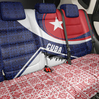 Cuba Flag Back Car Seat Cover Red White and Blue Design with Cuban Star and Havana City Skyline - Wonder Print Shop