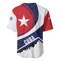 Cuba Flag Baseball Jersey Red White and Blue Design with Cuban Star and Havana City Skyline - Wonder Print Shop