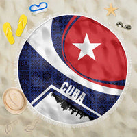 Cuba Flag Beach Blanket Red White and Blue Design with Cuban Star and Havana City Skyline - Wonder Print Shop