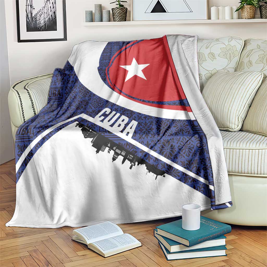 Cuba Flag Blanket Red White and Blue Design with Cuban Star and Havana City Skyline - Wonder Print Shop