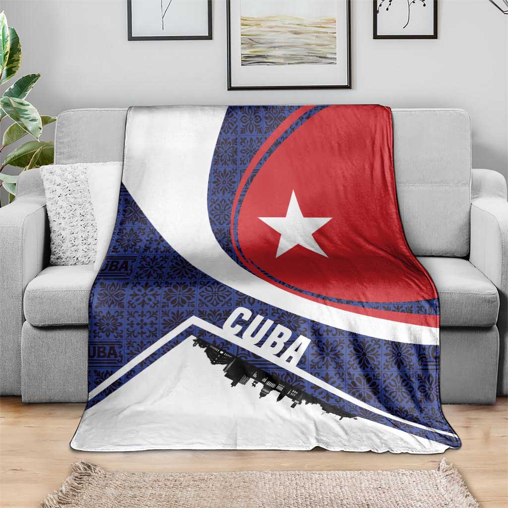 Cuba Flag Blanket Red White and Blue Design with Cuban Star and Havana City Skyline - Wonder Print Shop