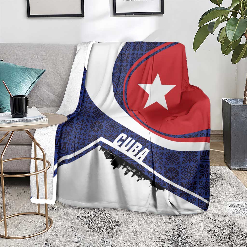Cuba Flag Blanket Red White and Blue Design with Cuban Star and Havana City Skyline - Wonder Print Shop