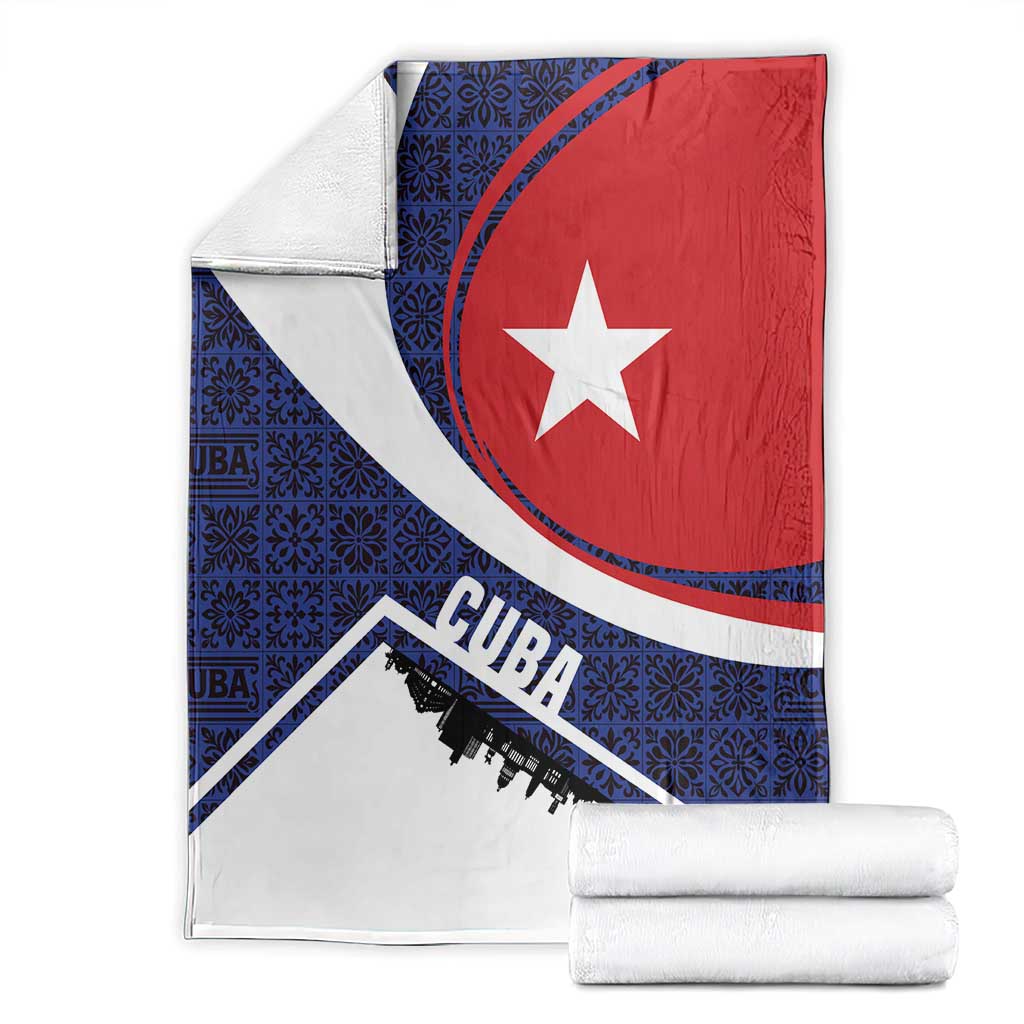 Cuba Flag Blanket Red White and Blue Design with Cuban Star and Havana City Skyline - Wonder Print Shop