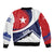 Cuba Flag Bomber Jacket Red White and Blue Design with Cuban Star and Havana City Skyline - Wonder Print Shop