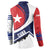 Cuba Flag Button Sweatshirt Red White and Blue Design with Cuban Star and Havana City Skyline - Wonder Print Shop