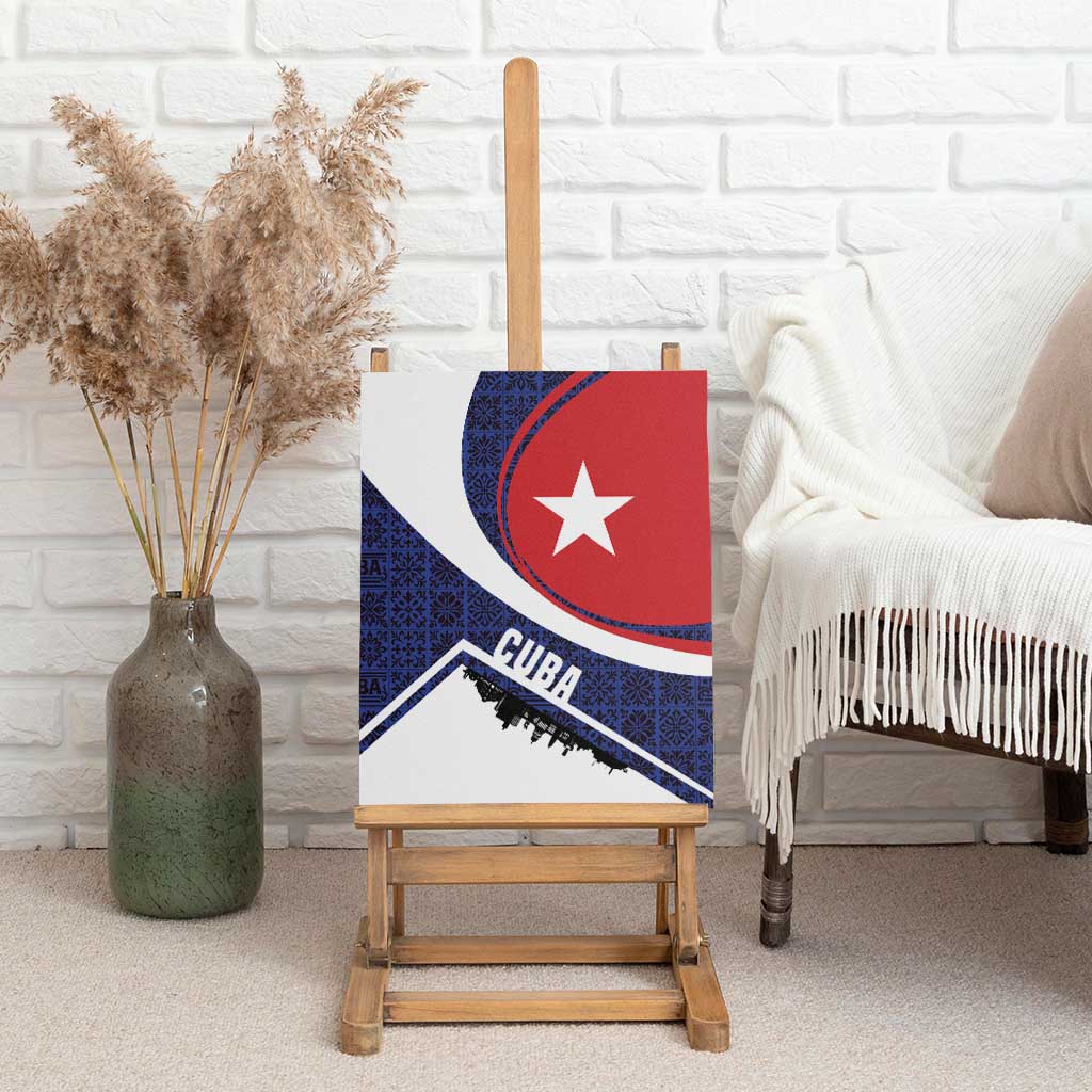 Cuba Flag Canvas Wall Art Red White and Blue Design with Cuban Star and Havana City Skyline - Wonder Print Shop