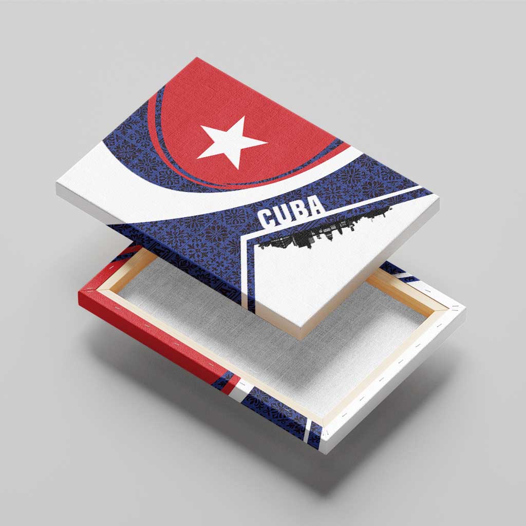 Cuba Flag Canvas Wall Art Red White and Blue Design with Cuban Star and Havana City Skyline - Wonder Print Shop
