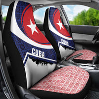 Cuba Flag Car Seat Cover Red White and Blue Design with Cuban Star and Havana City Skyline - Wonder Print Shop