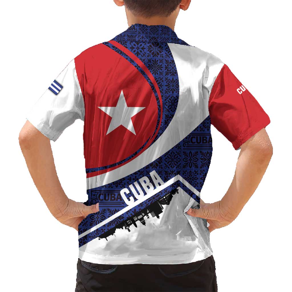 Cuba Flag Family Matching Long Sleeve Bodycon Dress and Hawaiian Shirt Red White and Blue Design with Cuban Star and Havana City Skyline - Wonder Print Shop