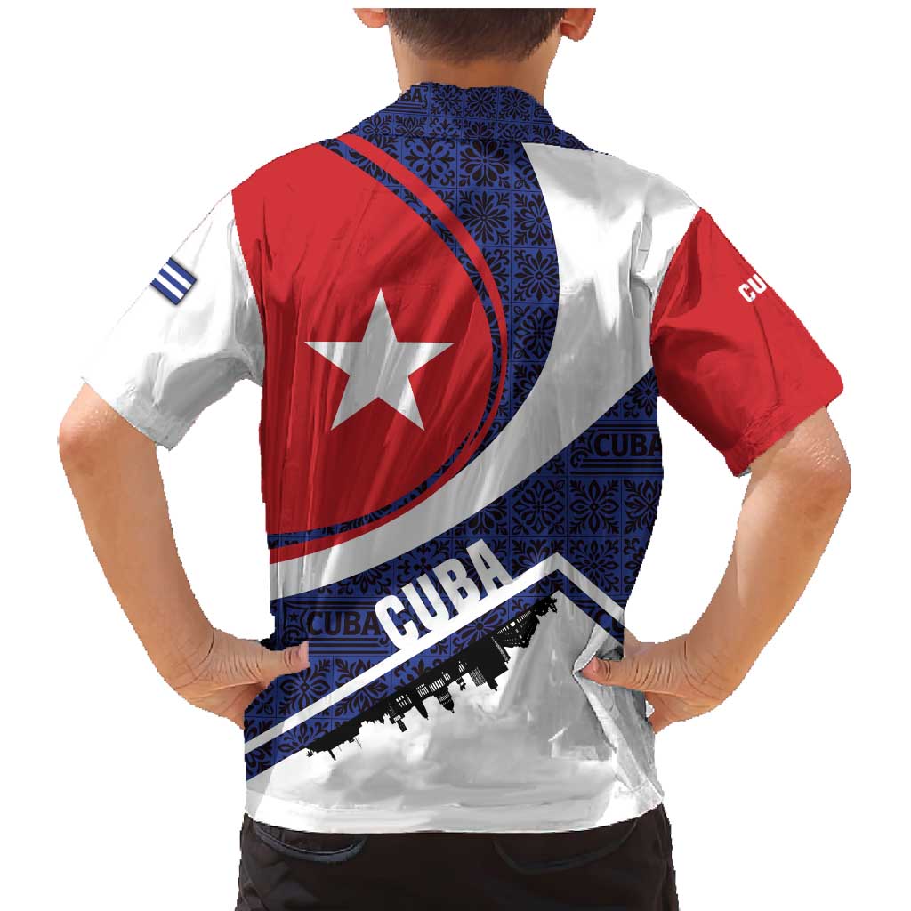 Cuba Flag Family Matching Mermaid Dress and Hawaiian Shirt Red White and Blue Design with Cuban Star and Havana City Skyline - Wonder Print Shop